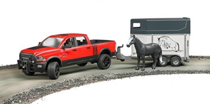 Bruder джип пикап DODGE с прицепом  для перевозки лошадей+лошадь 02501  